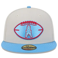 Men's New Era Stone/Light Blue Houston Oilers 2024 Sideline Historic 59FIFTY Fitted Hat