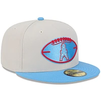 Men's New Era Stone/Light Blue Houston Oilers 2024 Sideline Historic 59FIFTY Fitted Hat