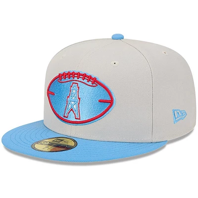 Men's New Era Stone/Light Blue Houston Oilers 2024 Sideline Historic 59FIFTY Fitted Hat