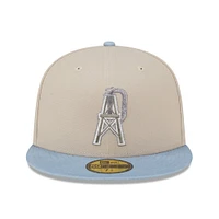 Men's New Era Stone/Light Blue Houston Oilers City Originals Lifestyle Two-Tone 59FIFTY Fitted Hat