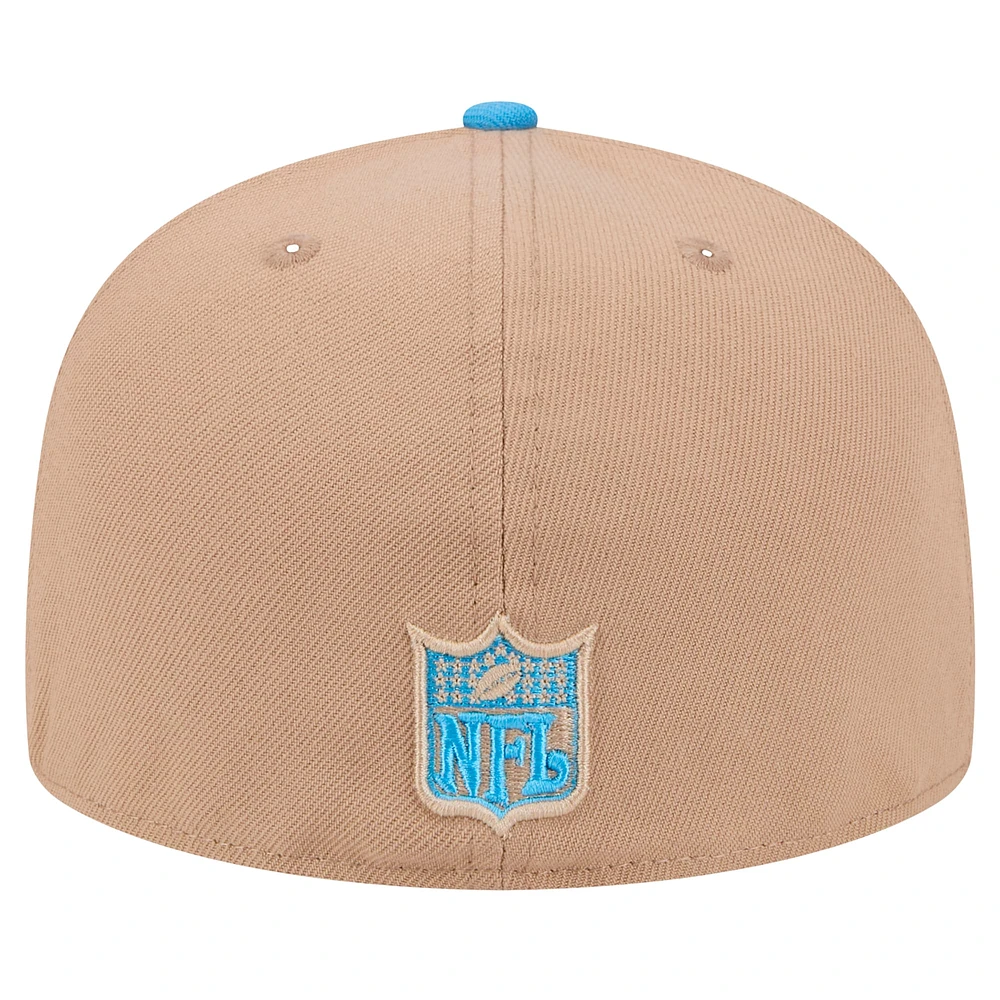 Men's New Era Tan Houston Oilers Gridiron Classics Throwback Logo Main 59FIFTY Fitted Hat