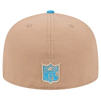 Men's New Era Tan Houston Oilers Gridiron Classics Throwback Logo Main 59FIFTY Fitted Hat