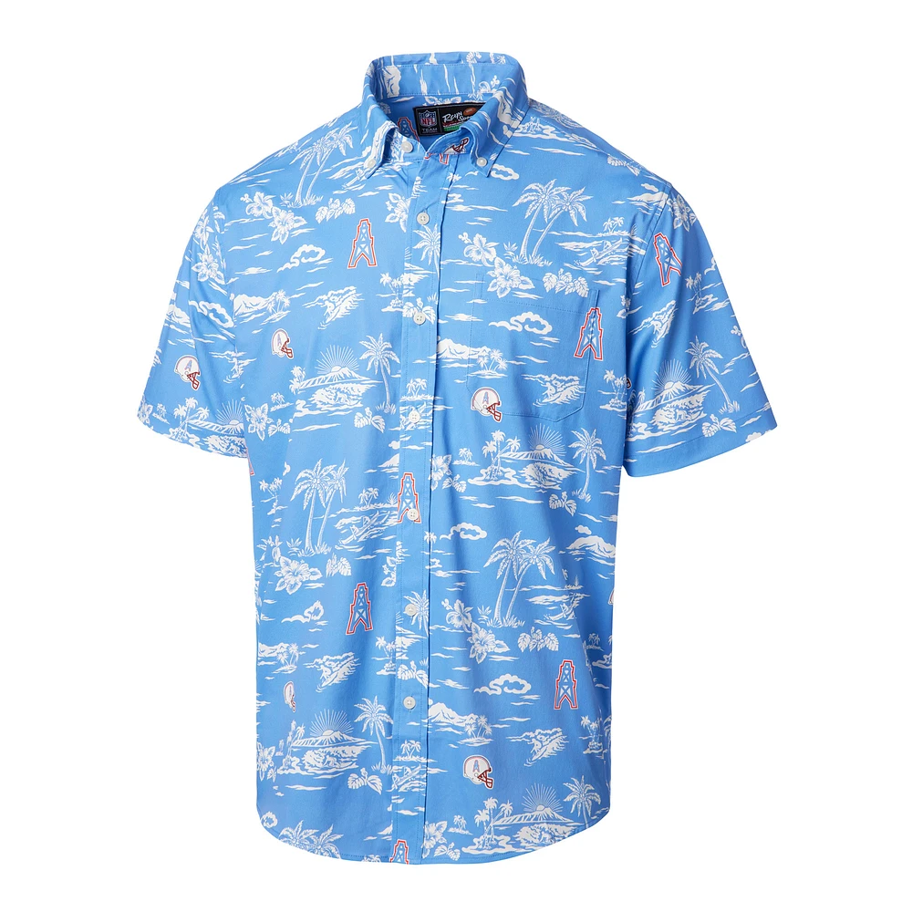 Chemise boutonnée à imprimé Kekai des Houston Oilers Gridiron Classics Reyn Spooner bleu poudré pour homme