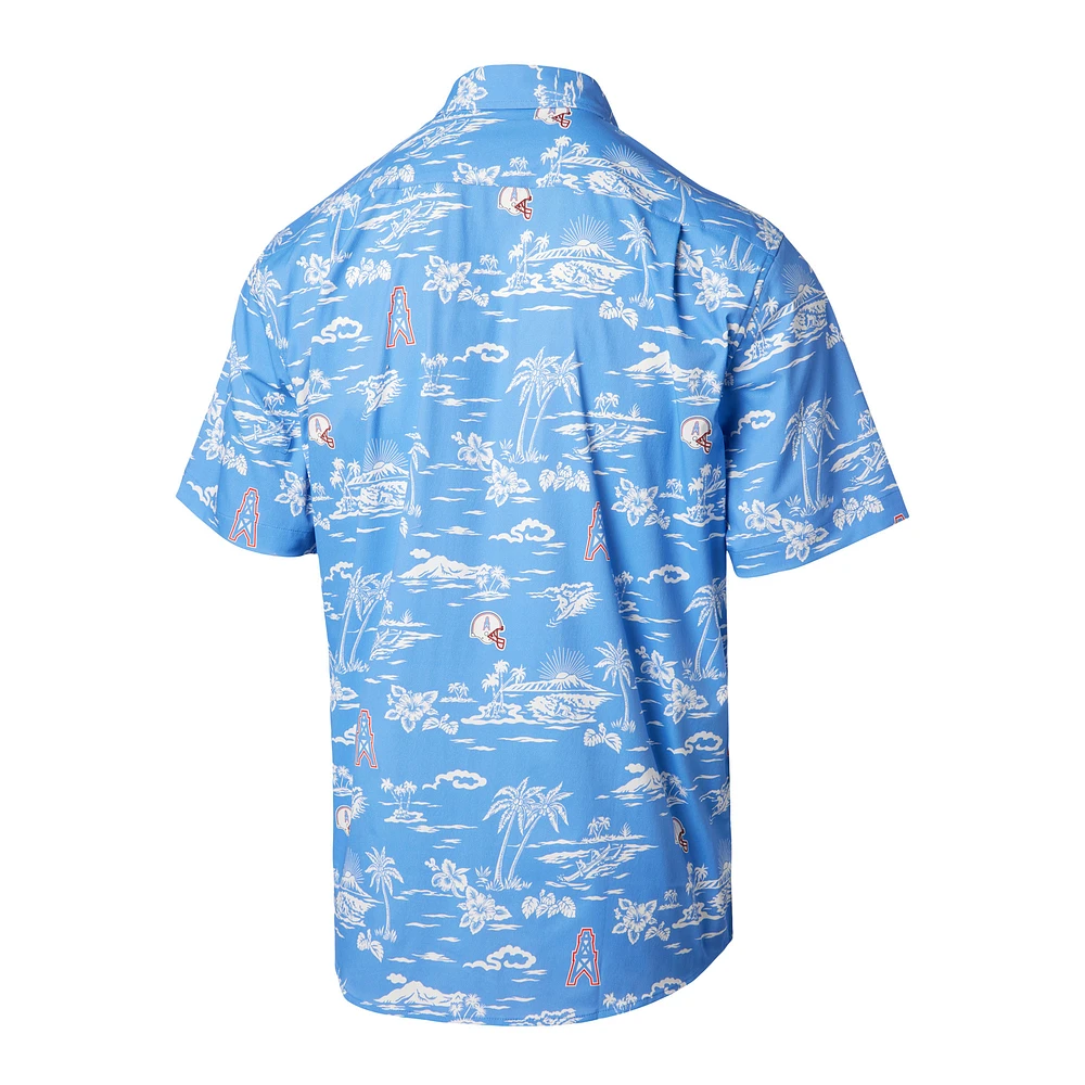 Chemise boutonnée à imprimé Kekai des Houston Oilers Gridiron Classics Reyn Spooner bleu poudré pour homme