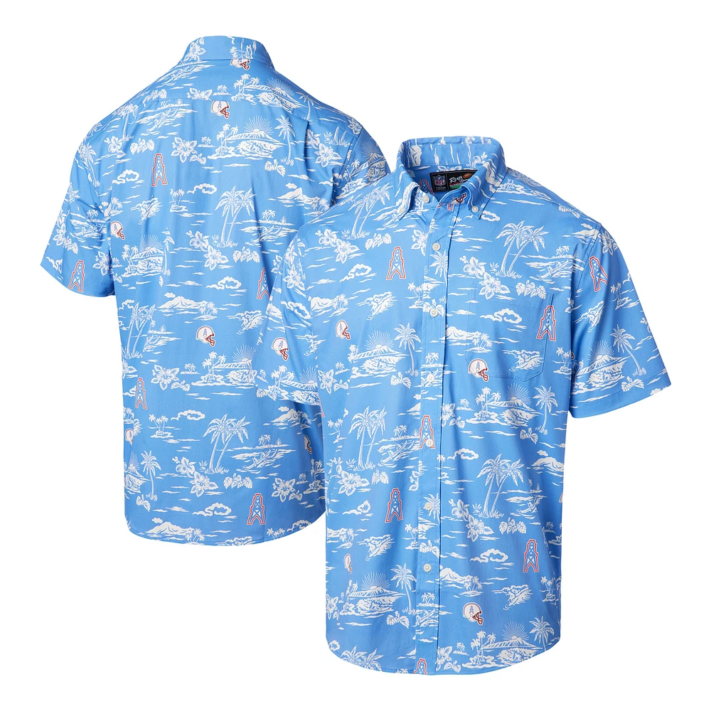 Men's Reyn Spooner Light Blue Houston Oilers Throwback Kekai Print Button-Up Shirt