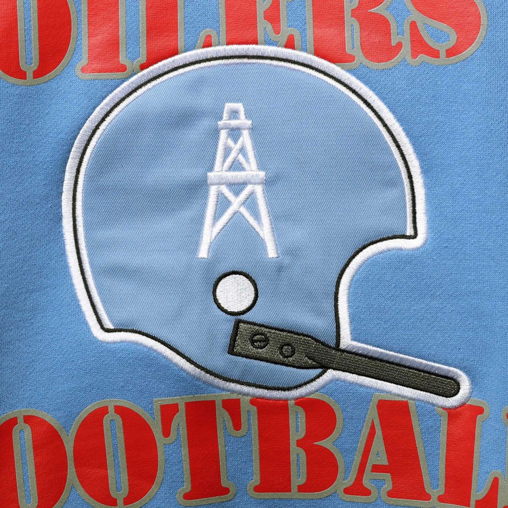 Men's Starter Light Blue Houston Oilers Locker Room Throwback End Zone Pullover Sweatshirt