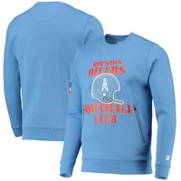 Men's Starter Light Blue Houston Oilers Locker Room Throwback End Zone Pullover Sweatshirt