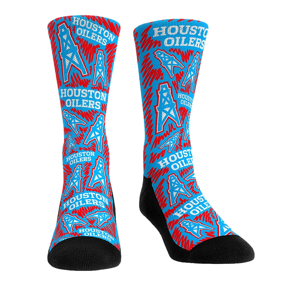 Rock Em Chaussettes Houston Oilers Gridiron Classics Throwback Logo Sketch Crew