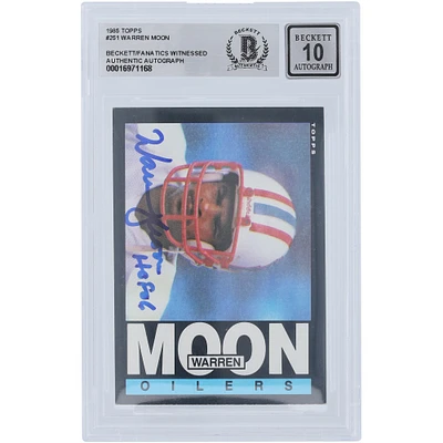 Warren Moon Houston Oilers Autographed 1985 Topps #251 Beckett Fanatics Witnessed Authenticated 10 Rookie Card with "HOF 06" Inscription