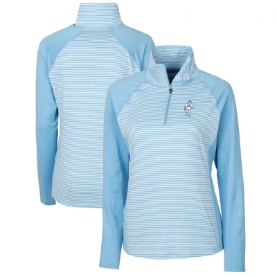 Houston Oilers Cutter & Buck Women's Throwback Logo Forge Tonal Stripe Stretch Half-Zip Pullover Top - Light Blue