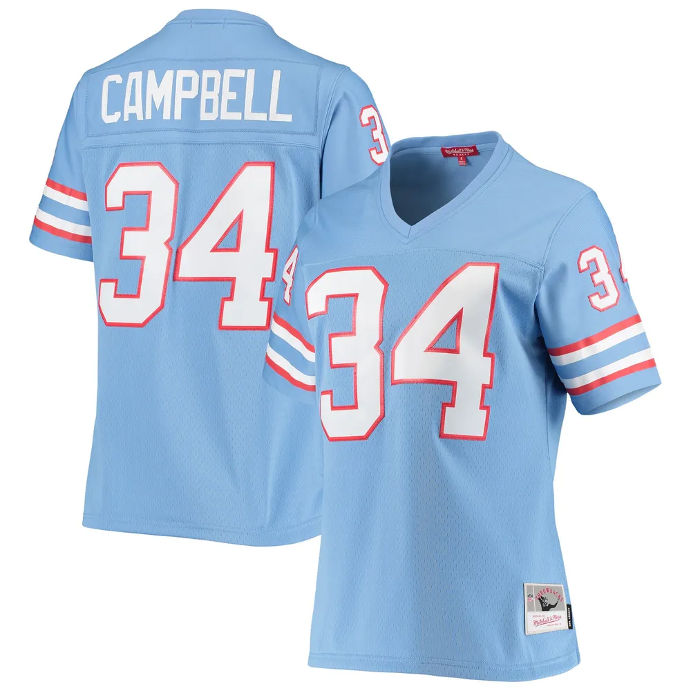 Men's Mitchell & Ness Earl Campbell Light Blue, Red Houston Oilers