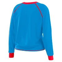 Women's WEAR by Erin Andrews Light Blue/Red Houston Oilers Plus Tie-Front Long Sleeve Top