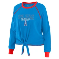 Women's WEAR by Erin Andrews Light Blue Houston Oilers Tie-Front Long Sleeve T-Shirt