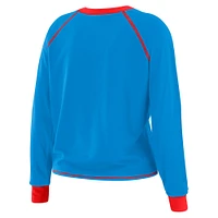 Women's WEAR by Erin Andrews Light Blue Houston Oilers Tie-Front Long Sleeve T-Shirt