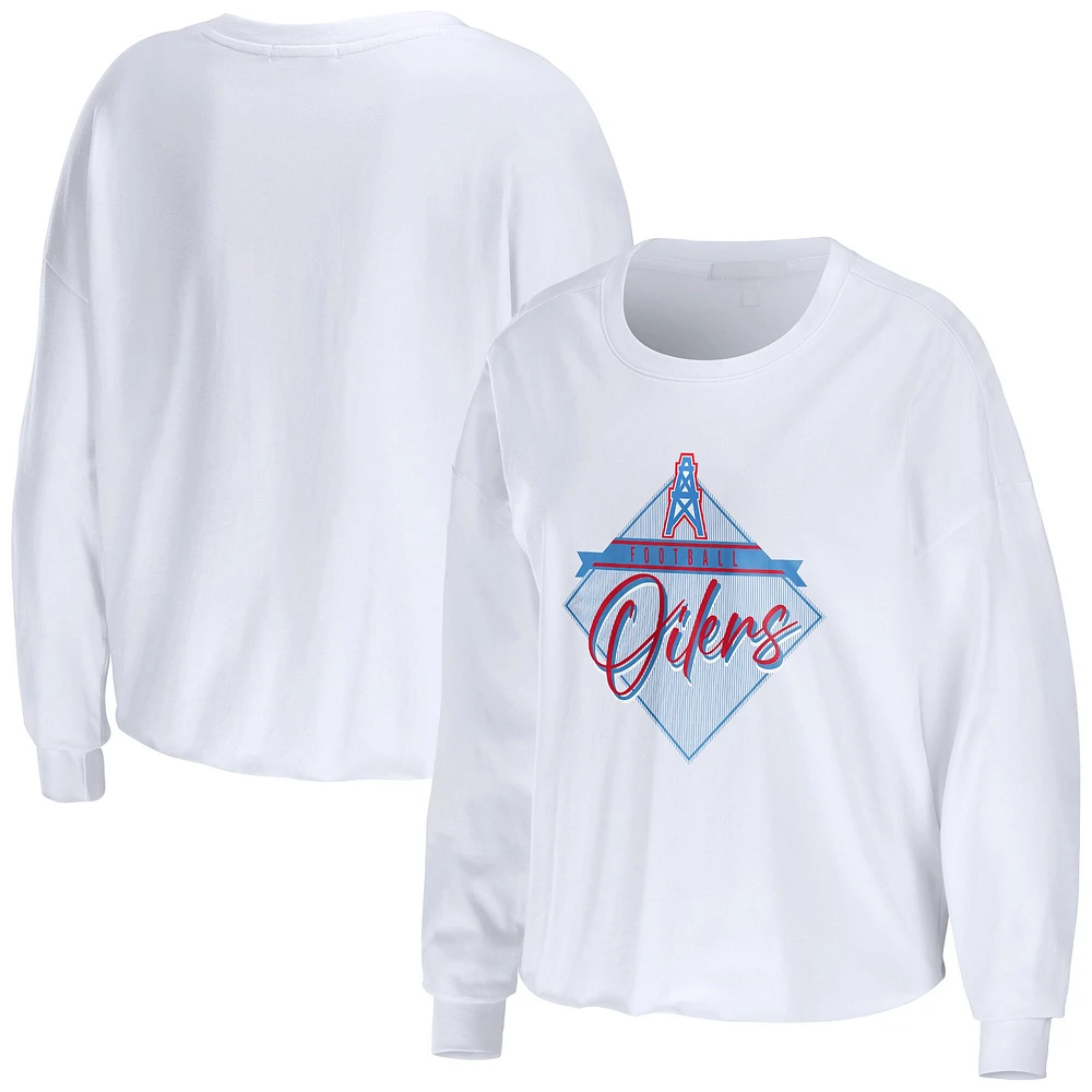 T-shirt court à manches longues pour femme WEAR by Erin Andrews, blanc, Houston Oilers Gridiron Classics