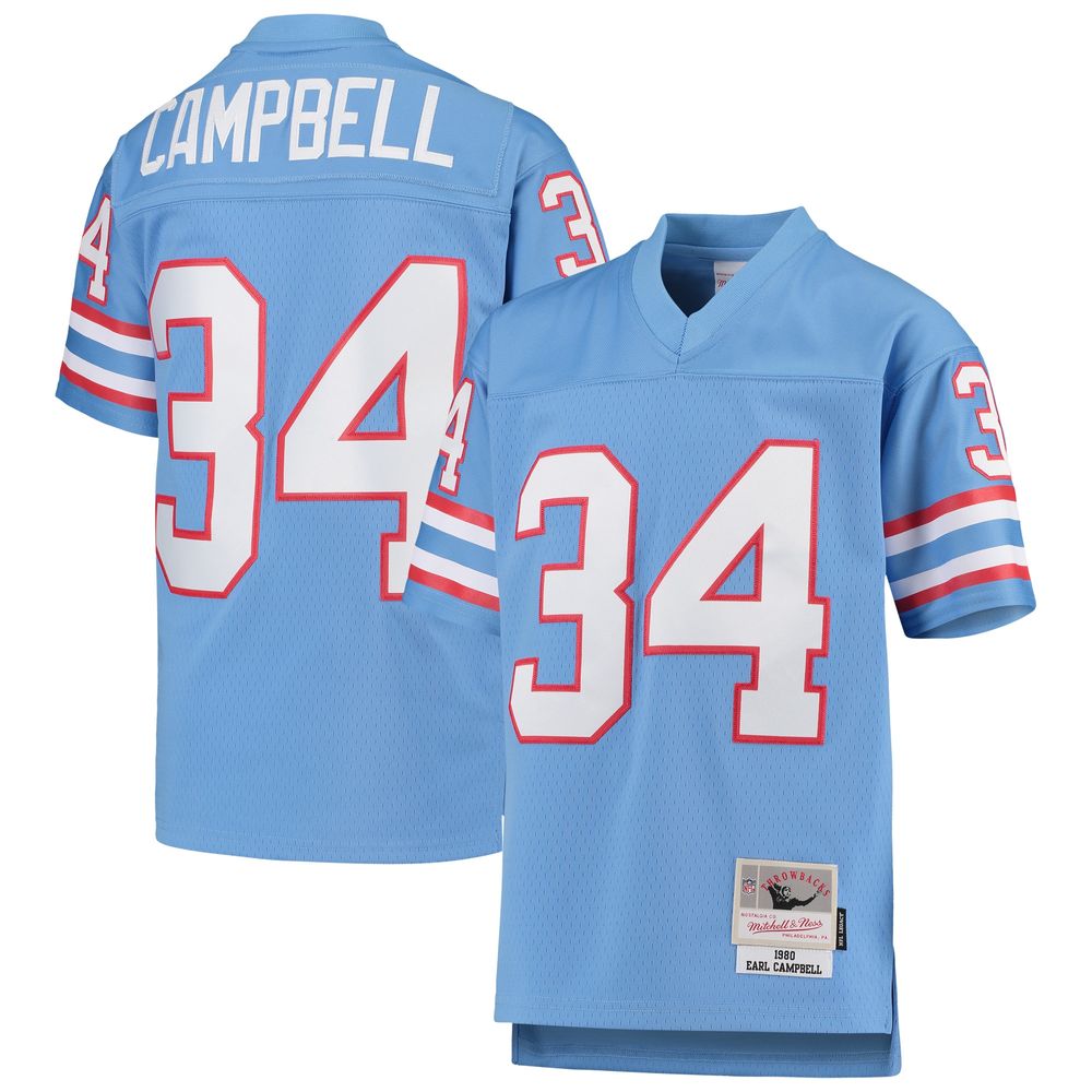 Youth Mitchell & Ness Earl Campbell Light Blue Houston Oilers 1980 Gridiron Classic Legacy Retired Player Jersey