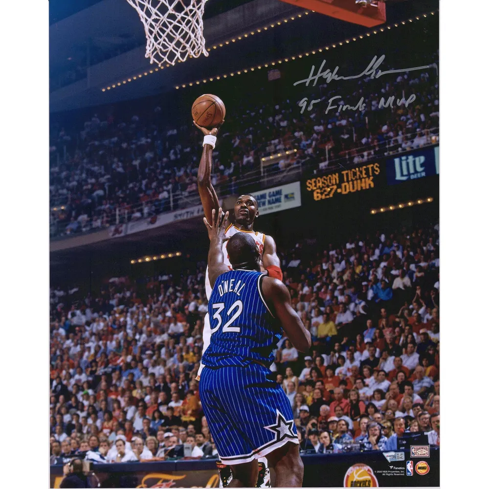 Shaquille O'Neal Orlando Magic Autographed 16 x 20 Shot Over Hakeem  Olajuwon Photograph