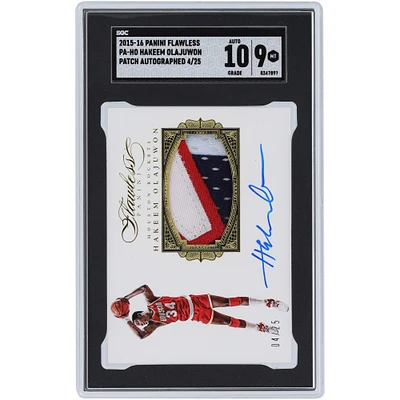 Hakeem Olajuwon Houston Rockets Autographed 2015-16 Panini Flawless 3 Color Relic #PA-HO #4/25 SGC Authenticated 9/10 Card