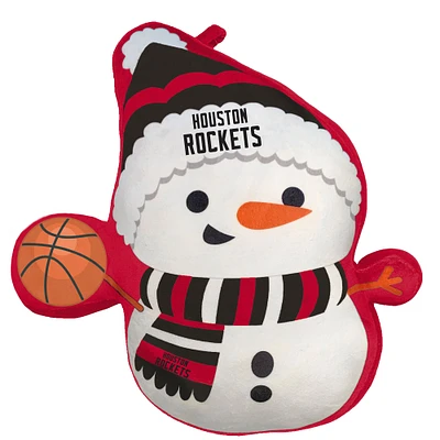 Oreiller en peluche bonhomme de neige des fêtes des Houston Rockets