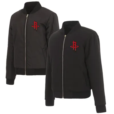 Houston Rockets JH Design Women's Reversible Jacket with Fleece and Nylon Sides - Black