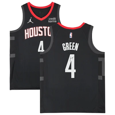 Maillot Jordan Brand Swingman 2021-22 autographié par Jalen Green Black Houston Rockets