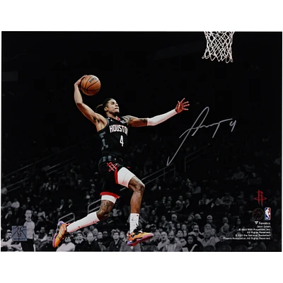 Photographie autographiée de 11"x 14" de Jalen Green Houston Rockets Spotlight Dunk en noir