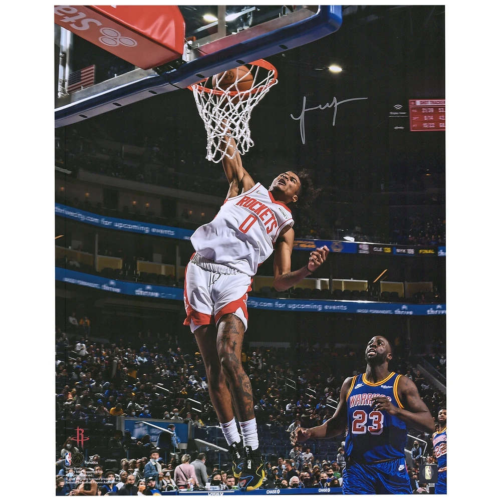 Photographie autographiée de 16" x 20" de Jalen Green des Houston Rockets lors du match Dunk vs. Warriors