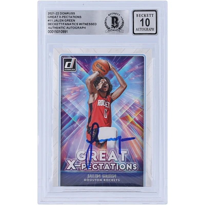Jalen Green Houston Rockets Autographié 2021-22 Panini Donruss Great X-Pectations # 11 Beckett Fanatics Witnessed Authenticated 10 Rookie Card