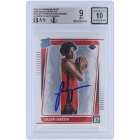 Jalen Green Houston Rockets Carte Rookie authentifiée 9/10 2021-22 Panini Donruss Optic Rated #159 Beckett Fanatics Witnessed