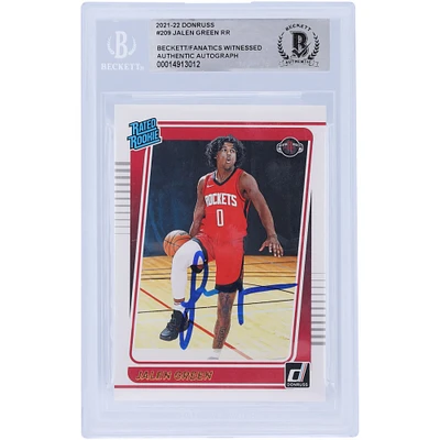 Jalen Green Houston Rockets Carte de recrue authentifiée 2021-22 Panini Donruss classée Rookie #209 Beckett Fanatics