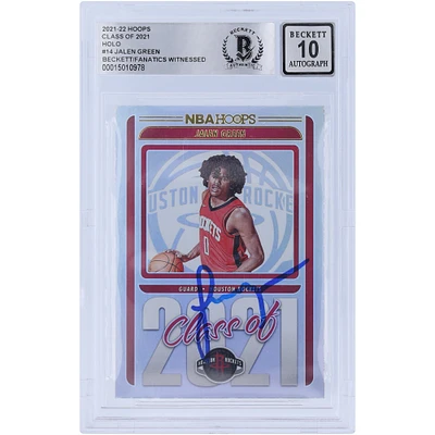 Jalen Green Houston Rockets Carte de recrue autographiée Panini NBA Hoops 2021-22 Classe de 2021 Holo #14 Beckett Fanatics a été témoin d'une authentification 10