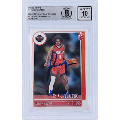 Jalen Green Houston Rockets Carte de recrue Panini NBA Hoops #218 Beckett 2021-22 autographiée par les fanatiques de Beckett avec l'inscription « Unicorn »
