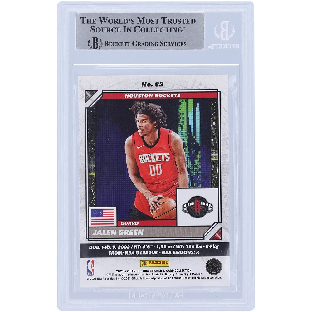 Autocollants Panini NBA 2021-22 autographiés par Jalen Green Houston Rockets #82 Beckett Fanatics Witnessed Authenticated Rookie Card