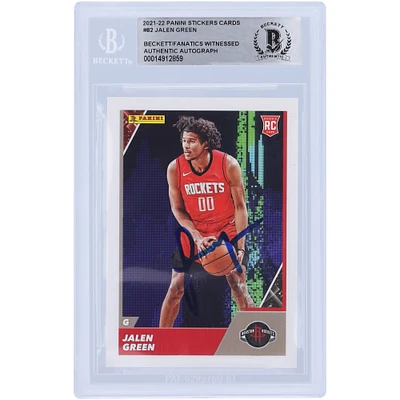 Autocollants Panini NBA 2021-22 autographiés par Jalen Green Houston Rockets #82 Beckett Fanatics Witnessed Authenticated Rookie Card