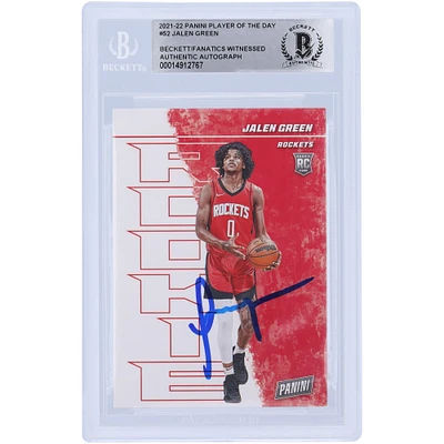 Jalen Green Houston Rockets Autographié 2021-22 Panini Player of the Day #52 Beckett Fanatics Witnessed Rookie Card Authentifié