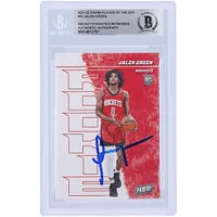 Jalen Green Houston Rockets Autographié 2021-22 Panini Player of the Day #52 Beckett Fanatics Witnessed Rookie Card Authentifié