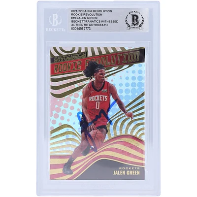 Carte Rookie authentifiée 2021-22 Panini Revolution Rookie Revolution #19 Beckett Fanatics a été dédicacée par Jalen Green Houston Rockets