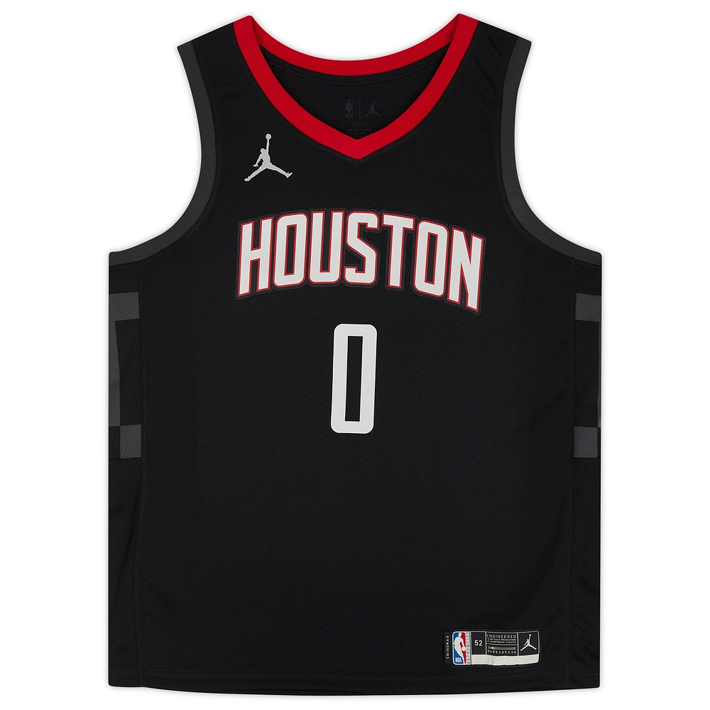 Maillot Swingman Jordan Black Statement Edition 2021 autographié par Jalen Green des Houston Rockets avec inscription « 2021 #2 Draft Pick »