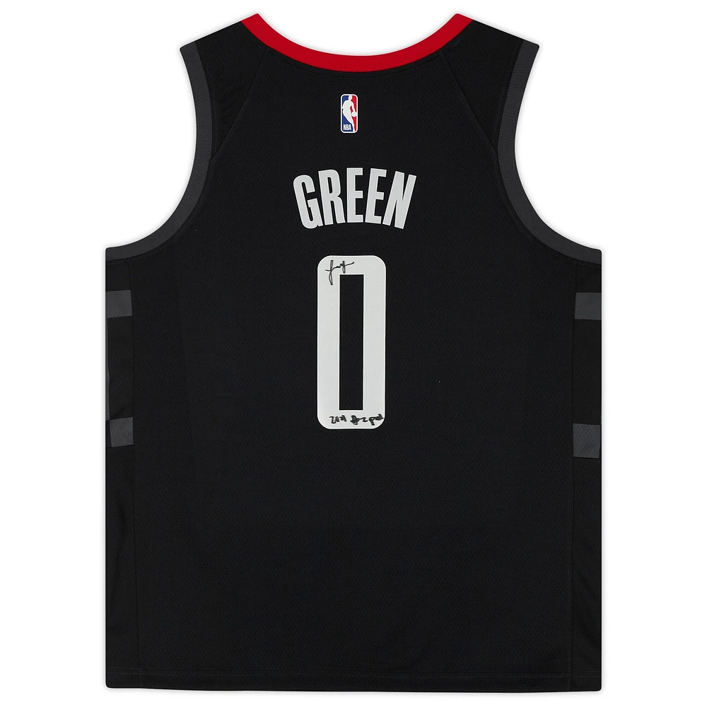 Maillot Swingman Jordan Black Statement Edition 2021 autographié par Jalen Green des Houston Rockets avec inscription « 2021 #2 Draft Pick »