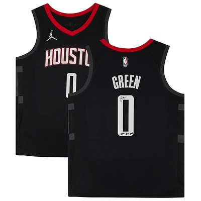 Maillot Swingman Jordan Black Statement Edition 2021 autographié par Jalen Green des Houston Rockets avec inscription « 2021 #2 Draft Pick »