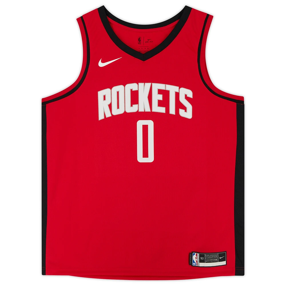 Maillot Swingman Nike Red Icon Edition 2021 autographié par Jalen Green des Houston Rockets avec inscription « 2021 #2 Pick »