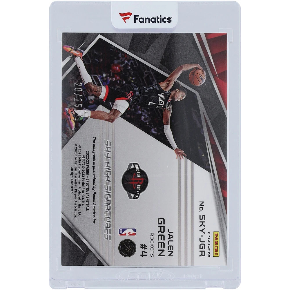 Carte Panini Spectra Meta Prizm #SKY-JGR #20/25 autographiée par Jalen Green Houston Rockets 2022-23