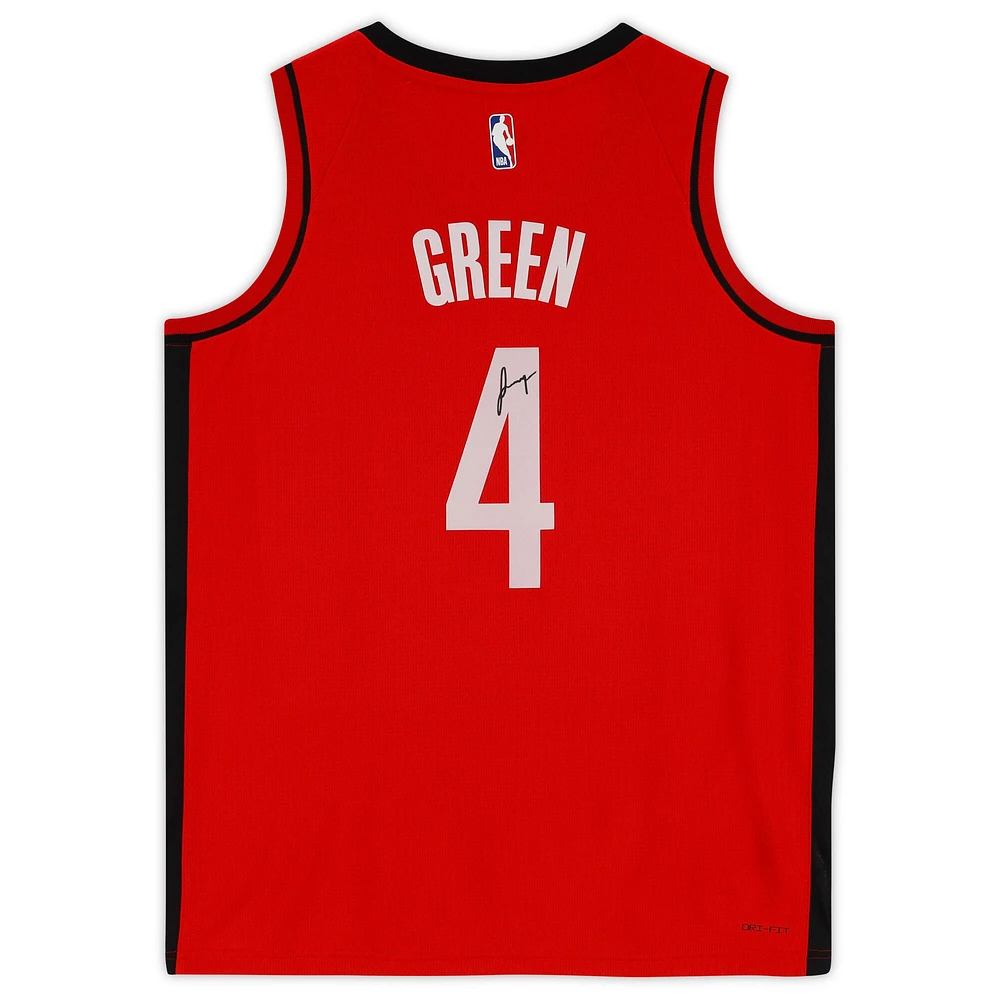 Maillot Nike Icon Swingman #4 rouge autographié par Jalen Green des Houston Rockets pour la saison 2022-23