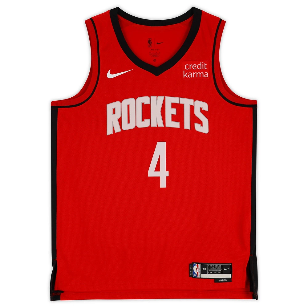 Maillot Nike Icon Swingman #4 rouge autographié par Jalen Green des Houston Rockets pour la saison 2022-23