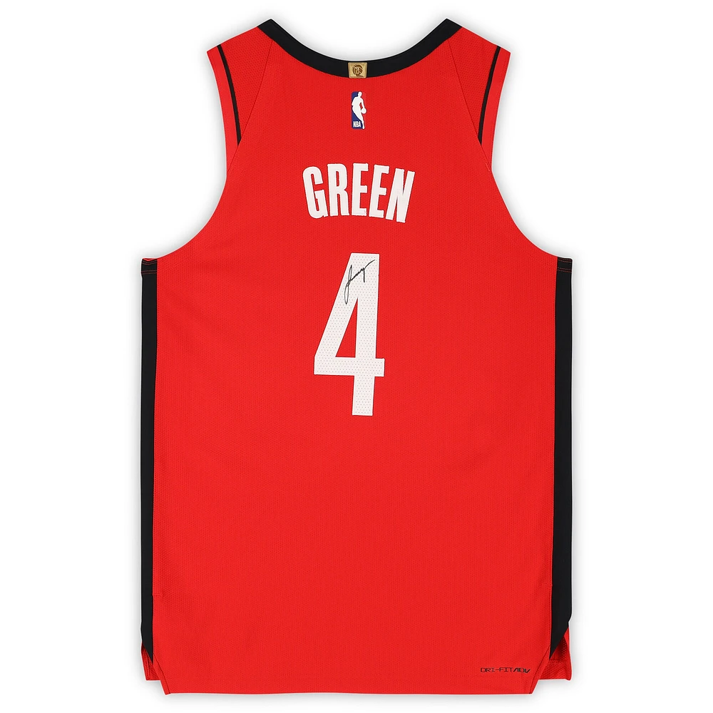 Maillot authentique Nike Icon Edition rouge autographié par Jalen Green Houston Rockets avec patch