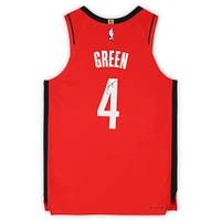 Maillot authentique Nike Icon Edition rouge autographié par Jalen Green Houston Rockets avec patch