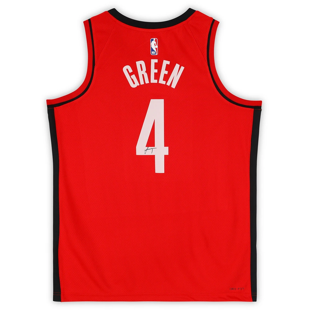 Maillot Swingman Nike Icon Edition rouge dédicacé par Jalen Green des Houston Rockets