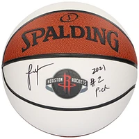 Ballon de basket-ball blanc autographié par Jalen Green Houston Rockets avec l'inscription « 2021 #2 Pick »