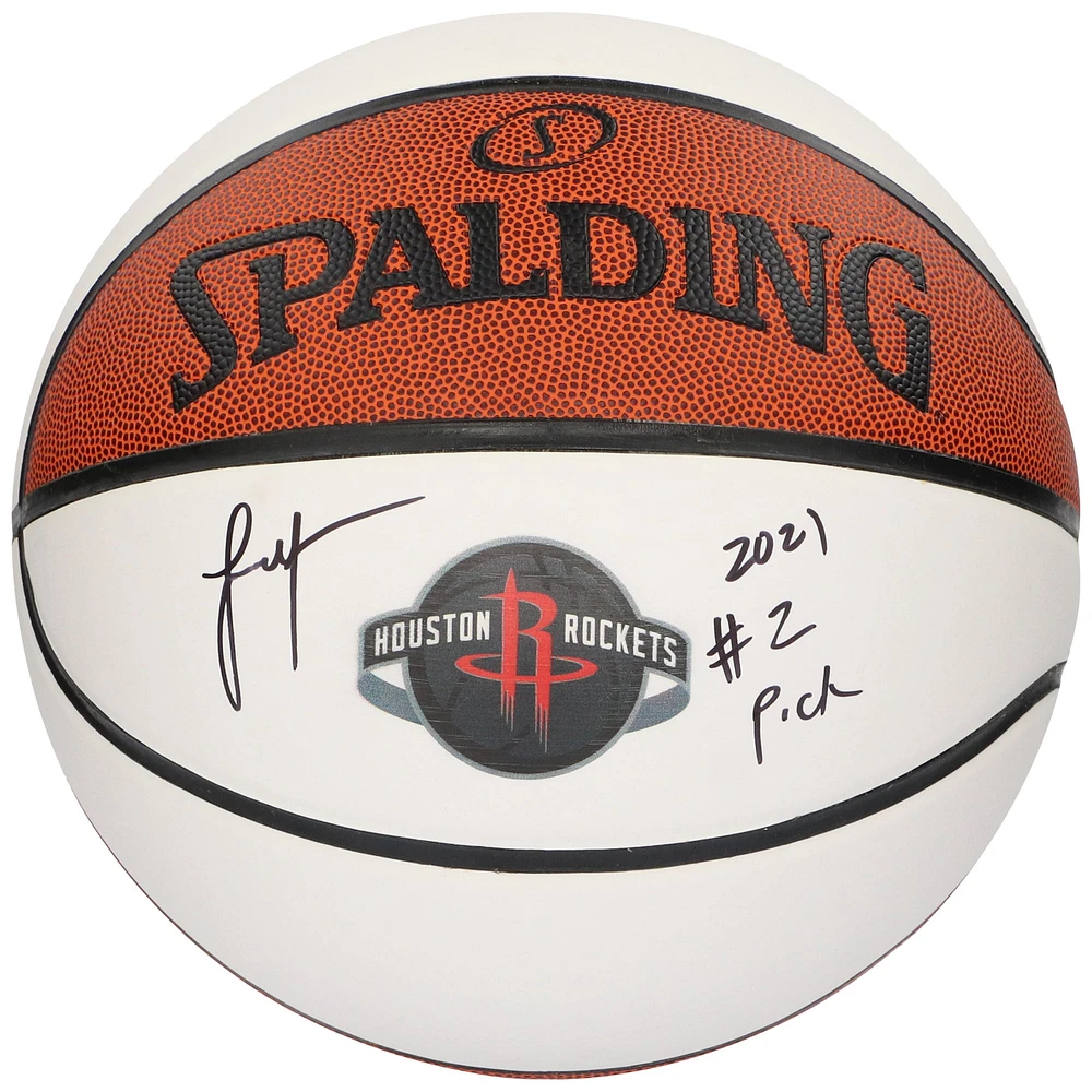 Ballon de basket-ball blanc autographié par Jalen Green Houston Rockets avec l'inscription « 2021 #2 Pick »