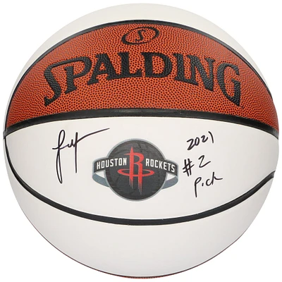 Ballon de basket-ball blanc autographié par Jalen Green Houston Rockets avec l'inscription « 2021 #2 Pick »